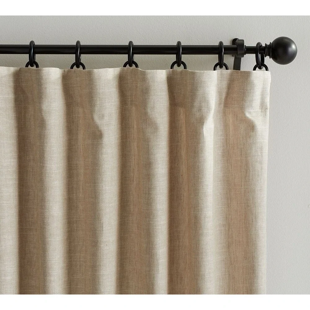 Pottery Barn Emery Linen Blackout Curtain Panel 100x84 Oatmeal x 2 $718 Retail